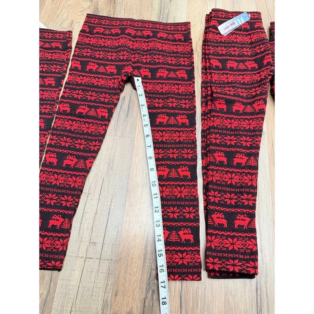 Girls 5-Pack Christmas Thermal Leggings Bundle S/M/L Fleece-Lined‎